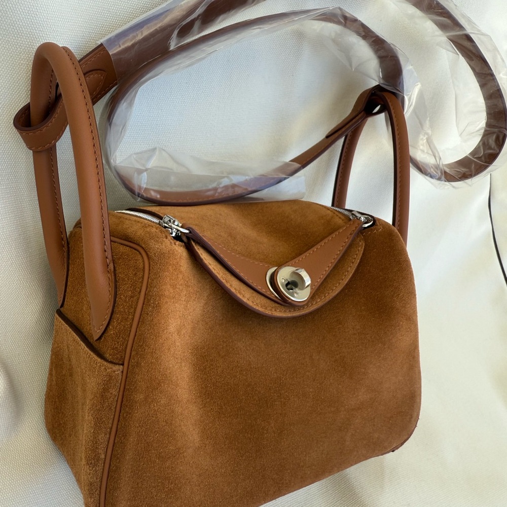 Hermes Mini Lindy Grizzly in Gold